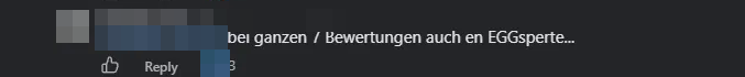Screenshot des Kommentars zur Zahl der RumX-Bewertungen, Namen unkenntlich